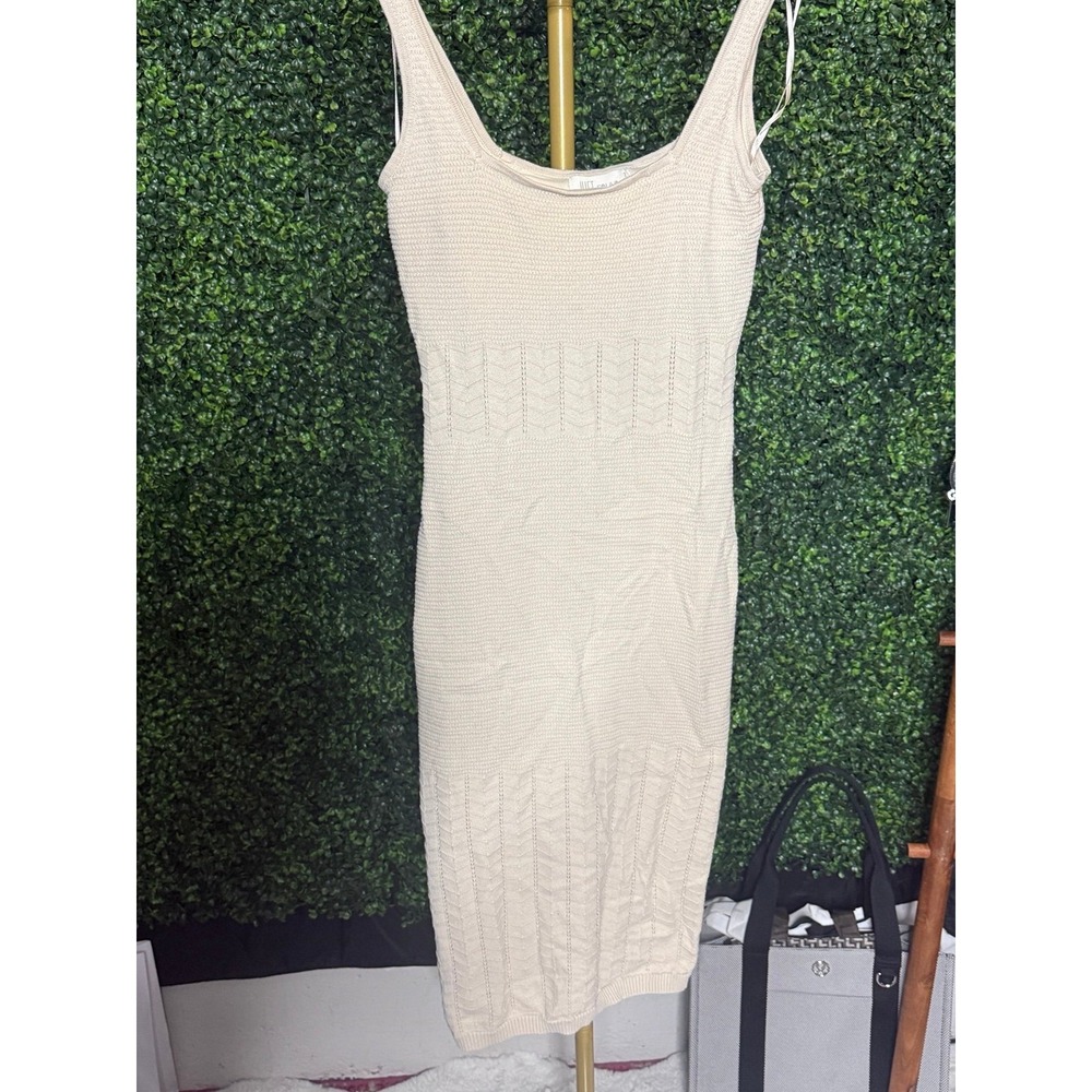 Just Found, Knit Midi Dress, Cream, M, Excellent, MSRP $68
